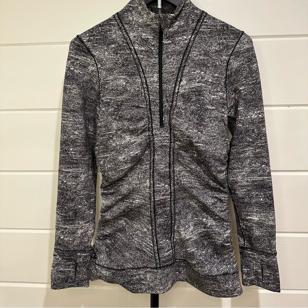 Lululemon Cypress Kiss 1/2 Zip Pullover Jacket - Rush Jacquard Black White